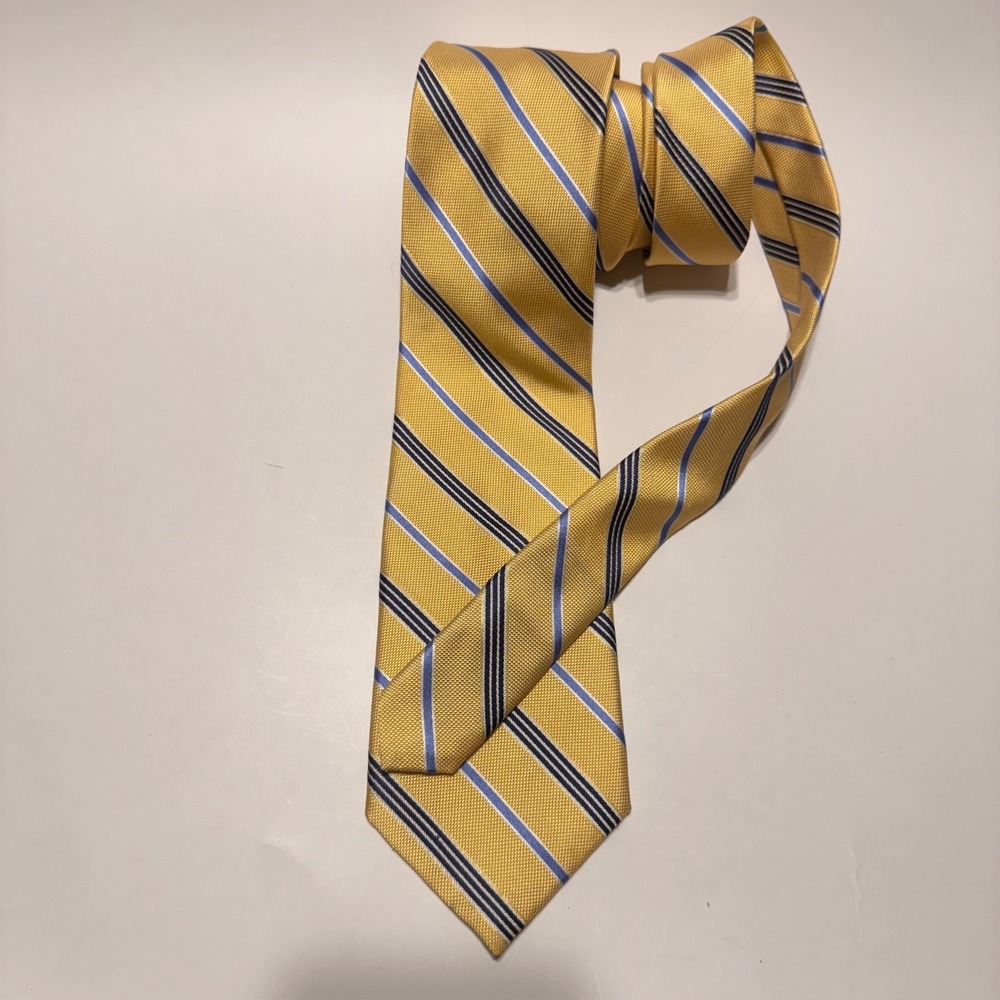 US Polo Assn. Yellow Blue Striped 100%Silk Necktie Formal Business Men - Picture 6 of 7